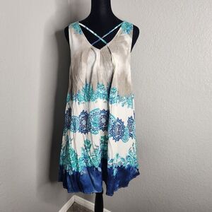 UMGEE Dress Women's Medium Medallion/Floral Print Cotton Pullover Sleeveless